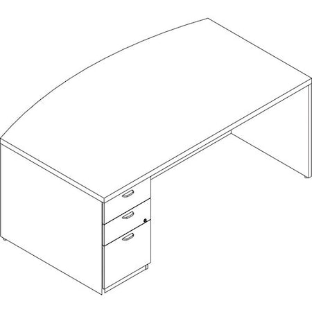 Groupe Lacasse Desk, Bow Front, Left Ped, 72inWx42inDx29-1/2inH, Niagara LAS72DUF4272SAA